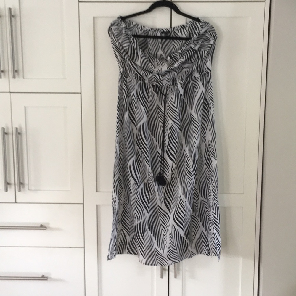 Talbots Strapless Feather Print Coverup Size L